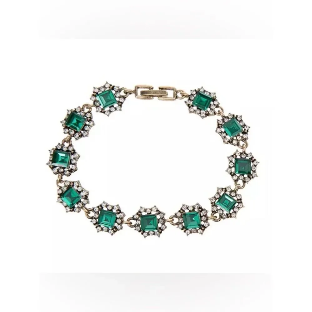 New Green Square Rhinestone Bracelet